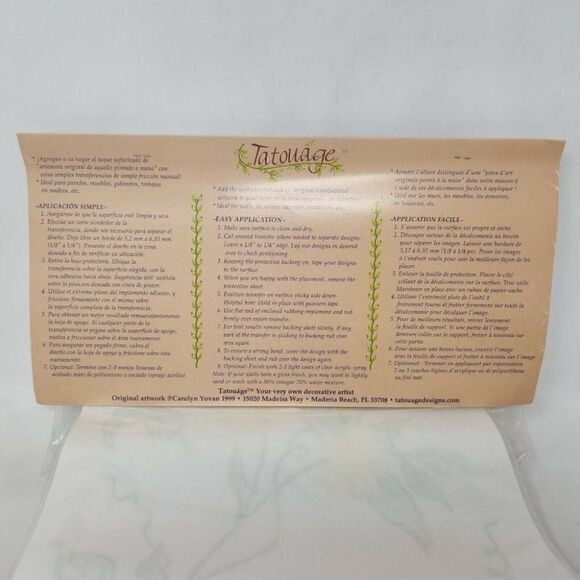 TATOUAGE DECORATIVE TRANSFER DESIGNS CAROLYN YOVAN YELLOW FLOWER PAINT 10" X 26" - Picture 6 of 6